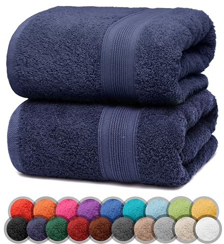 NatureMark 2er Pack DUSCHTÜCHER Premium Qualität 70x140cm DUSCHTUCH Dusch-Handtuch Doppelpack Farbe: Navy blau