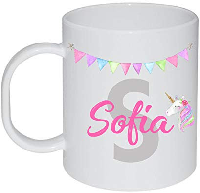 Kembilove Tazas Desayuno de Plástico Infantiles – Taza Personalizada Infantil – El Regalo para Niños – Regalo Vuelta al Cole – Diseño Unicornio