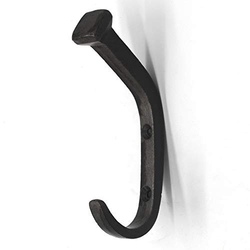 Wandhaken Garderobenhaken Kleiderhaken mit Schrauben, Gusseisen klar lackiert (Dunkelgrau), vintage antik Haken