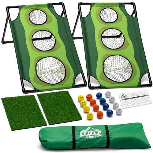 Vulcano Sports Golf Cornhole Outdoor-Spiel, Par 1 Set, Cornhole Boards für Golfer, Chipping Challenges, Übung und Custom Gaming für Freunde oder Teams, Outdoor Hinterhofspiele für Familie
