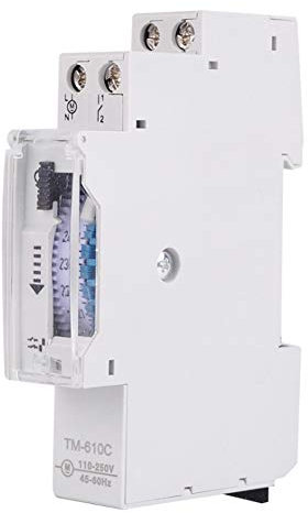 AYNEFY Interrupteur Horaire Haute Précision 1P Rail Interrupteur de Synchronisation Intelligent avec Interrupteur de Fonctionnement Manuel pour Réverbère TM610C 220V