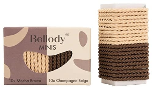 Bellody® Minis - Kleine Mini Haargummis für stylische Flechtfrisuren & kleine Zöpfe (20 Stück - Braun/Beige) - Damen Haargummis in verschiedenen Farben