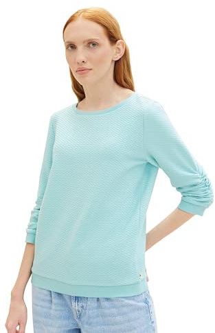 Tom Tailor Denim Damen Sweatshirt mit Raffarm & Struktur, 13117 - Pastel Turquoise, XS