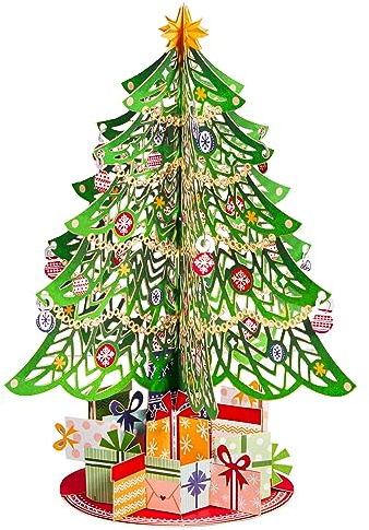 Paper Love Christmas Card, 3D Pop Up Christmas Tree with Detachable Keepsake - Handcrafted Holiday Decor & Gift for Women, Mom, Wife, Parents | Large 10 x 7 Card - w/Envelope & Note Tag
