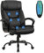 COSTWAY 500LBS Big & Tall Massage Office Chair, Height Adjustable PU Leather Executive Computer Desk Chair with Rocking Backrest and Arms, Ergonomic Rolling Swivel Task Chair for Home Office