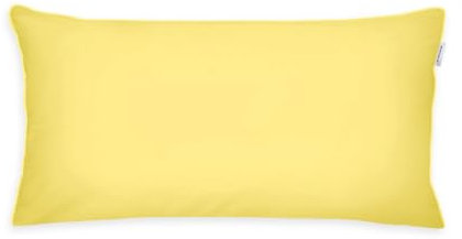 TOM TAILOR Perkal-Kissenhülle, 40x80 cm, 100% Baumwolle/ Perkal, Kissenbezug mit farbiger Paspel und Markenreißverschluss, UNI Gelb (Light Lemon)