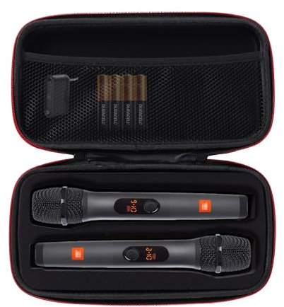 SANXIULY Kabellose Mikrofon-Tragetasche, kompatibel mit JBL Wireless Zwei-Mikrofonsystem mit Zweik-Empfänger. Microfono-Tasche zum Singen oder Karaoke (Schwarz)