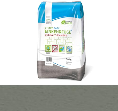 STONES EASY Einkehrfugensand Unkrauthemmend 1-5mm 20kg (Anthrazit, 1)