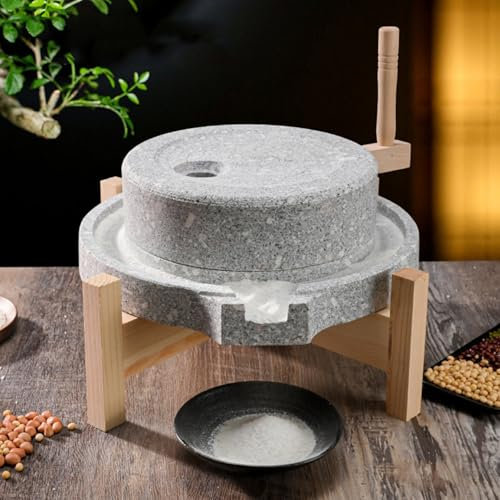 Mulino a Pietra Macina in Pietra Artigianale per Alimenti Secchi e Umidi, Macchina per Macinare i Cereali per Casa/Cucina, Noci Barbabietole Spinose Polverizzatore Pietra Azzurra Naturale