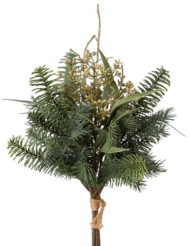 CREATIV green weihnachtlicher Eukalyptus-Tannenbund mit goldenen Beeren 43 cm I künstliches Weihnachts-Gesteck in Gold grün I Festliche Weihnachtsdeko I Tischdeko für Weihnachten I Weihnachtsgesteck