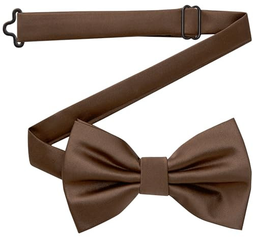 DonDon Fliege Herren handgefertigt Seiden-Look 12 x 6 cm Fliege Dunkelbraun