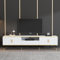 HAINEW TV Schrank TV Lowboard mit 4 Türen und 1 Schublade, Moderner 200cm Lang TV Tisch Fernsehtisch Fernsehschrank mit Marmoroptik MDF-Tischplatte und 1 Offene Fächer Für Fernseher Bis 90 Zoll, Weiß