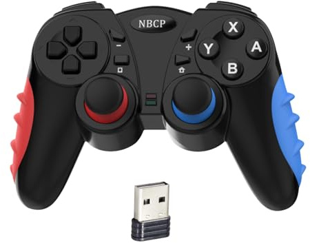 NBCP Wireless Controller für Switch,Switch Controller Pro kompatibel mit Switch/PS3/PC/Androd,Switch Controller mit Eine Schlüsselpaarung Aufwachen Vibration,2,4-GHz-Wireless Verbindung (Rot Blau)