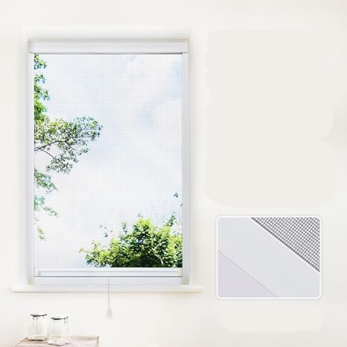 Koncey Moustiquaire Enroulable pour Fenêtre sur Mesure - Cadre Alliage Aluminium, Moustiquaire Anti-Insectes Résistant, Facile à Installer, 4 Couleurs Disponibles
