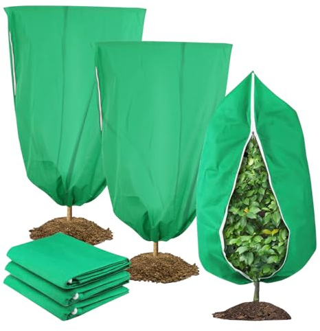 AKINSTER 3 Stück Winterschutz für Pflanzen, 80 x120CM Winterschutz Pflanzen Außen mit Reißverschluss Zugband Frostschutz Kälteschutz für Olivenbaum Palmen Topf- und Kleinpflanzen