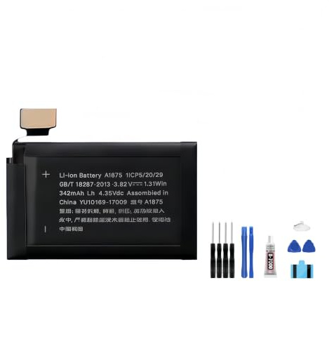 RUI XI Ersatz-LCD-Display für Apple Watch S3 38 mm A1848/S3 42 mm A1850, LCD-Display mit Touch-Digitizer und hochwertigem Akku, inklusive Werkzeug (für S3 38 mm Akku)
