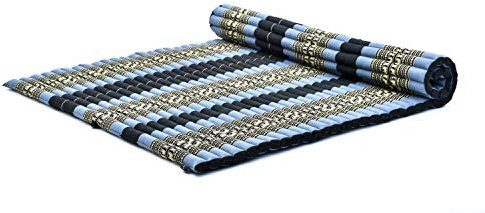 Leewadee Faltbare Bodenmatratze - Japanischer Rollbarer Futon - Tatami Faltmatte - Gästebett - Camping Matratze - Thai Massage Matte, Kapok Füllung, Blau