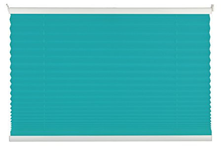 mydeco Pink, Blau, Grün Plissee Klemmfix Rollo ohne bohren | Blau 75x130 cm Blickdicht Jalousie Sonnenschutzrollo - Fenster / Türen inkl. Klemmträger