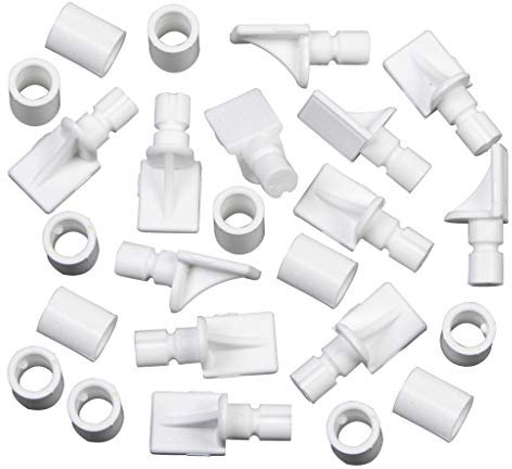 Merriway BH02180 (12 Pcs) White Plastic Shelf Support Socket and Stud - Pack of 12 Pieces