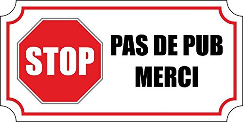 Sticker / Aufkleber „Stop, Pas de Pub, Merci“, für MacBook / Laptop / Auto / Motorrad / Briefkasten [französischsprachig]