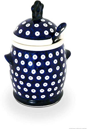 Bunzlauer Keramik Pot à miel avec cuillère à miel - Décor 42
