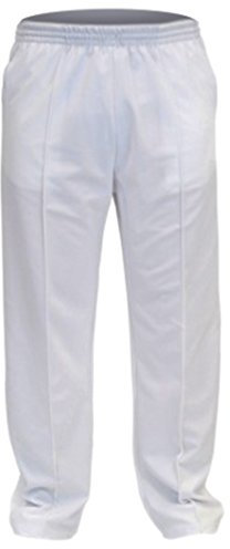 Activewear Mens Bowling Waterproof Elasticated Waist Trousers with Embroidered Logo Size S to XXL White in Side Legs Size 31 29 27 (Small Inside Legs 29)