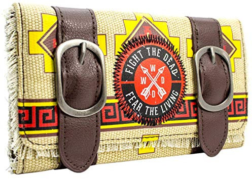 The Walking Dead Daryl Dixon Poncho Lucha contra Los Muertos Cartera Tri-Fold con Bolsillo para Monedas, Porta-ID & Tarjetero, Marrón