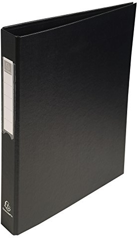 Exacompta 51381E Ringbuch aus festem Karton 1,8mm Kunststoffbezug aussen und innen, 4 Ringe Füllhöhe 25mm für DIN A4 - Schwarz
