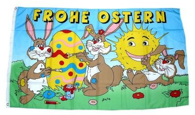 Fahne/Flagge Frohe Ostern Sonne 90 x 150 cm