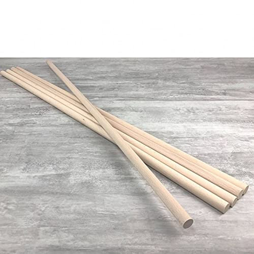 Artif Lot de 5 Baguettes Rondes, diam. 20 mm, Tige de 1 m de Long, Tourillon en Bois de hêtre Lisse