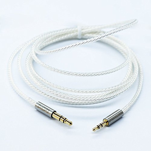 Ketdirect 10 cm/50 cm/100 cm/150 cm/200 cm Plaqué argent plaqué or Motif 3,5 mm mâle vers 2,5 mm mâle de voiture auxiliaire stéréo câble audio Cordon casque câble de connexion pour Apple, Android, smartphone, tablette et lecteur MP3