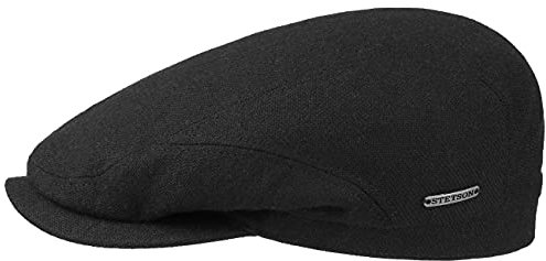 Stetson Belfast Wool Blend Flatcap Herren - Schiebermütze mit Schurwolle & Kaschmir - Made in The EU - Schirmmütze (Schirmlänge 5 cm) - Wollcap mit Baumwollinnenfuter - Herbst/Winter schwarz 59 cm