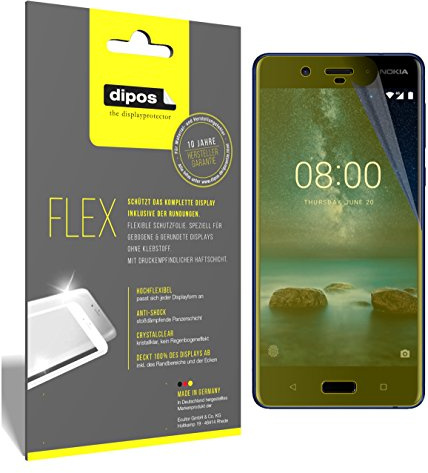 dipos I 3x Screen Protector compatible with Nokia 8 - Covers Screen 100% - Protective Film