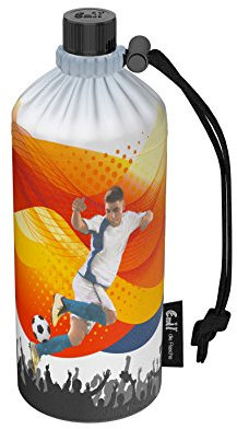 Emil Trinkflasche aus Glas für Mädchen & Jungen isolierte Glasflasche für Schule, Freizeit, Sport: Kinder & Eltern Fußball 0,4l