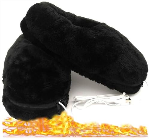 Z-YQL 1 Paire USB Chauffage Électrique Pantoufles Chauffé en Peluche Chaussures Hiver Temps Froid Chaussures Garder Les Pieds Au Chaud Femmes Hommes (Noir)