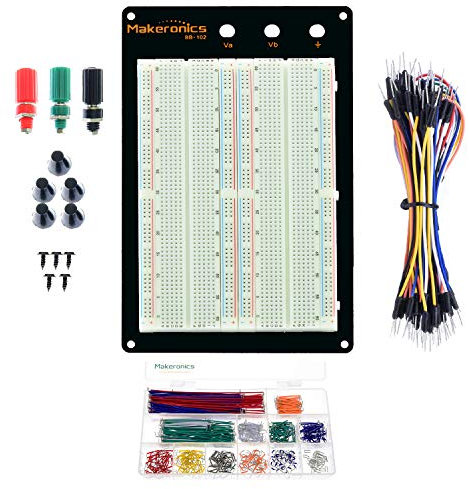 Makeronics Solderless 1660 Breadboard Super Kit - 1660 Tie-Points Experiment Plug-in Breadboard with Aluminum Back Plate + 350 Jumper Wires + 65 Jumper Wires for Prototyping Circuit/Arduino