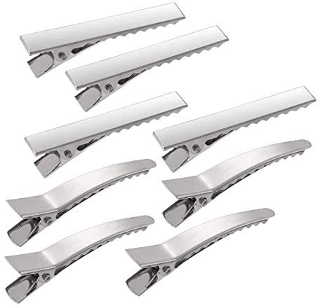 LEBQ 50 Pièces Clips de Cheveux en Crocodile en Métal Barrette Pinces à Cheveux Accessoires de Bricolage Pince à Cheveux pour Femmes et Filles, 2 Styles (Argent)