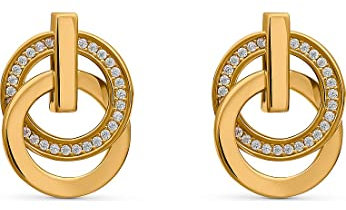 JETTE Damen-Ohrstecker Swing 925er Silber 58 Zirkonia One Size, Gelbgold 32010617