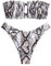 ZAFUL Damen Bikini Set, schulterfrei Bandeau mit Kordelzug & Rüschen High Cut Bademode mit Tierdruck (Schlangenmuster, M)