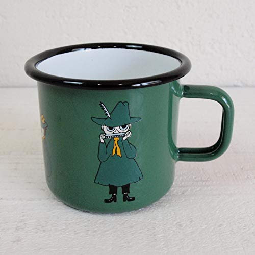 Mumin Tasse Snufkin Grün, Emaille, 370ml, Groß, Becher Tasse für Mädchen, Jungen, Kinder und Erwachsene