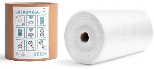 LOCKSMELL Nappy Bin Liner (800m) Compatible with Tommee Tippee Sangenic & Other Nappy Bin Cartridges| Equivalent to 64 Sangenic Refills + REFILL TUBE