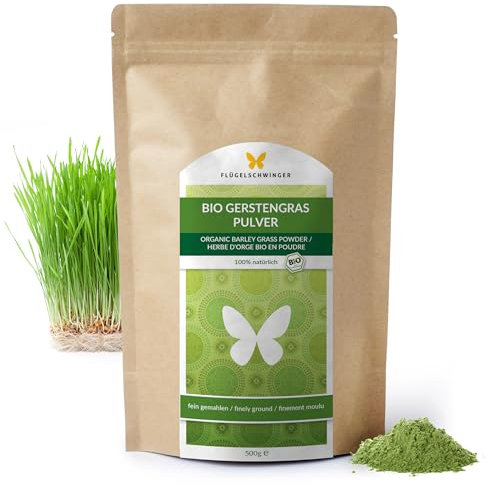 500g de poudre d'herbe d'orge BIO d'ALLEMAGNE, qualité crue, à partir de jeunes herbes, sans additifs, pour smoothies verts