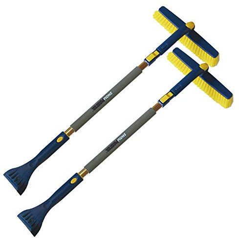 Snowmaster Set 2x Eiskratzer mit Besen | 2 in 1 | Schneebürste lang