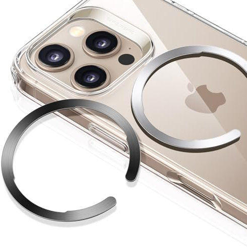 ESR für MagSafe Ring Aufkleber, 2 Stück Magnet Metallring für Handyhülle, MagSafe Sticker, Universelles Ladegerät-Umrüstset, für iPhone 16/16e/15/14/13/12/11, Galaxy S24/S23/S22, Schwarz und Silber