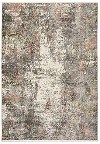 Möbel Jack Wohnzimmerteppich Kurzflorteppich Fransenteppich Webteppich Bettvorleger mit Fransen | 80x150 cm | Polyester | Mehrfarbig | Wischoptik