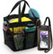 Dusch-Caddy, beschichtetes Netzgewebe, XL-Tragetasche mit 8 Taschen, wasserdicht, für Fitnessstudio, Wohnheim, Reisen, schnell trocknend, Schwarz / Blaugrün mit Punkten, X-Large