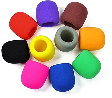 Raopuzi Bonnette Micro Mousse Mic Microphone à Main Couverture de Pare-Brise 10 Pièces Housses de Microphone Lavable pour KTV Performance sur Scène Activités Extérieures 10 Couleurs