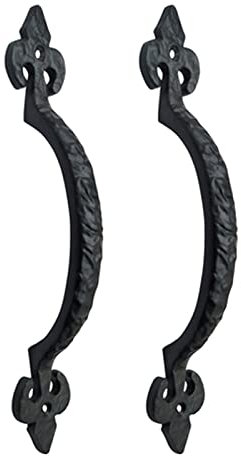 CAIKEZI Adonai Hardware Nethaniah Antique Cast Iron Cabinet Pull Handles (9 x 2 Pack, Matte Black) for Vintage Wooden Barn Doors, Gates, Closets, Furniture, Drawers, Cupboards, Wardrobes and Sheds