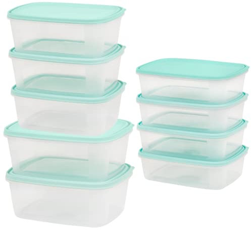 Checkmart Mehrteilige Frischhaltedosen, stapelbar und luftdicht, für Kühlschrank/Gefrierschrank, Lebensmittelboxen mit Deckel, stapelbare Lunchboxen, BPA-freier Kunststoff, 18 Stück, 3x2 l, 2x3 l