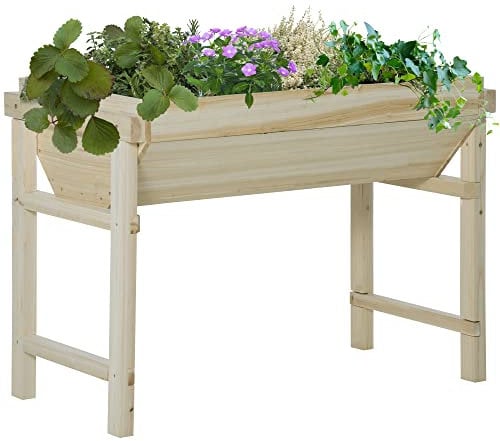Outsunny Jardinière sur Pieds Potager dim. 108,5L x 60l x 80H cm Inserts d'irrigation + Feutre de Drainage Inclus Bois Sapin